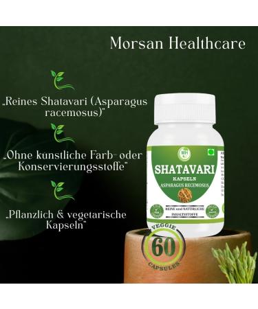  Morsan Healthcare Morsan Healthcare Shatavari (Asparagus racemosus) Capsules | Pack of 60 x 500 mg Vegetarian Capsules | Natural Food - Buy Online on GoSupps.com