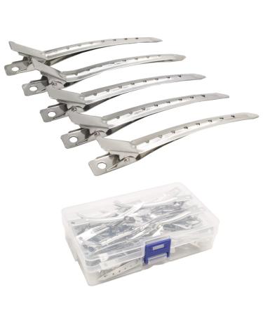 40PCS 3.5Inch Duck Bill Alligator Hair Clips Sliver Metal Hair Barrettes Professional Sectioning Clips for Salon and Women Girls Bows DIY Accessories Silver