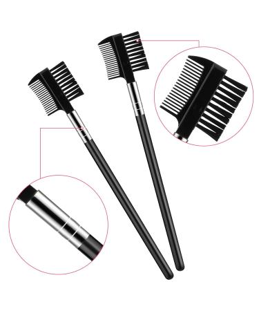 2Pcs Eyelash Brush Comb & Eyebrow Brush Set - Reusable Dual Applicator for Eyelash Extensions | Perfect Makeup Accessory - Buy Online on GoSupps.com