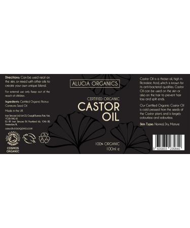 Alucia Organics Certified Organic Castor Oil - 100% Pure Cold-Pressed for Face Eyebrows Eyelashes & Hair - Vegan 100ml - Buy Online on GoSupps.com