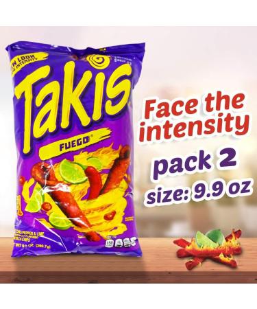 Takis Fuego Hot Chili Pepper & Lime Flavored Corn Snacks(Two 9.9 oz. Bag) 280 g (Pack of 2) - Buy Online on GoSupps.com