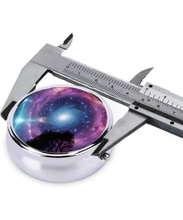 Galaxy Pattern Round Pill Box - 3 Compartment Portable Travel Medicine Organizer | Mini Decorative Pocket Vitamin Holder - Buy Online on GoSupps.com