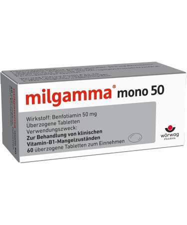 Buy Milgamma Mono 50 Benfotiamin Tablets | Treat Vitamin B1 Deficiency | 60 Pieces 30g - International Shipping - Buy Online on GoSupps.com