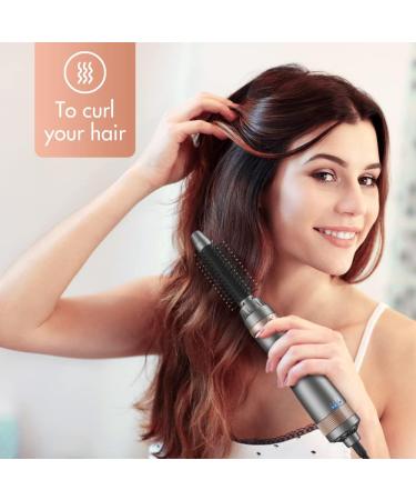 Interchangeable Hot Air Brush & Hair Dryer Brush - 3-in-1 Volumizer & Styler for Drying Combing & Straightening - Gray - Buy Online on GoSupps.com