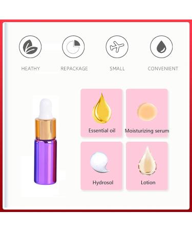 Tianzd 24-Pack 5ml Chrome Purple Drip Bottles with Glass Pipette - Perfume & Essential Oils Containers with Gold Screw Cap - Buy Online on GoSupps.com