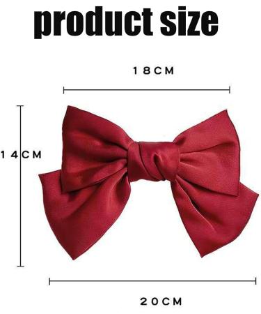 Bow Hair Clips for Women - 2PCS Big Bowknot French Hairpins in Black Red | Soft Satin Silky Hair Bows Barrette Clips - Perfect for Women and Girls - Buy Online on GoSupps.com