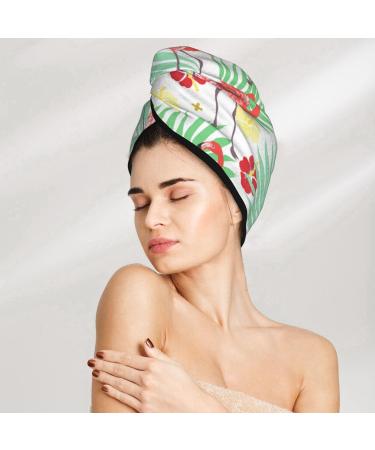 Flamingo Hibiscus Microfiber Hair Towel | Super Absorbent Coral Velvet Wrap for Long Curly & Thick Hair - Quick Dry - Buy Online on GoSupps.com