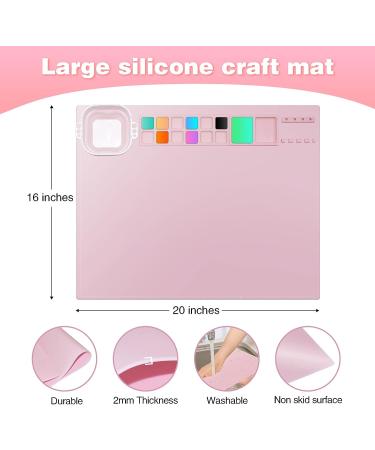 20x16 Silicone Painting Mat with Cup and Paint Holder - Non-Stick Craft Mat for Painting, Resin Casting, and Clay - Washable Artist Mat (Pink) - Buy Online on GoSupps.com
