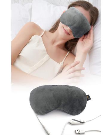 Heated Eye Mask, USB Steam Warm Compress for Puffy Eyes and Dry Eye, Stimulate The Circulation of Blood, Comfortable Sleep, Soft Fabric, Grey Grey - Plush