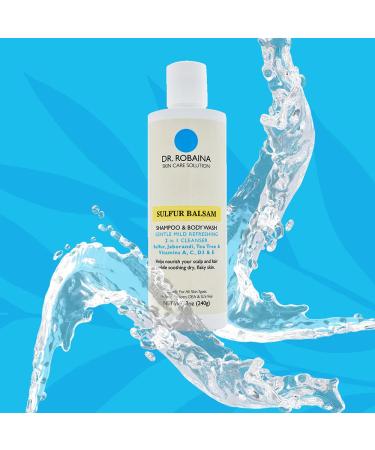 Dr. Robaina Sulfur Balsam Shampoo & Body Wash - Gentle Daily Head to Toe Cleanser for Men and Women - Ideal for Sensitive Skin - Buy Online on GoSupps.com