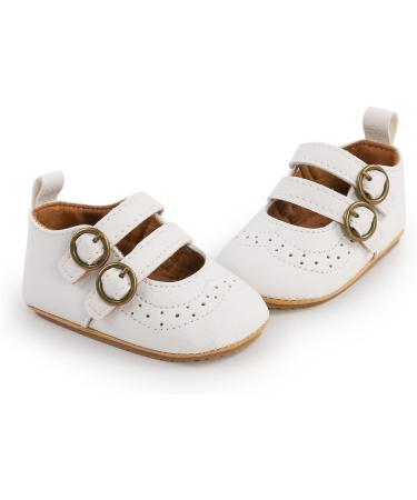 Baby Anti-Slip First Walking Shoes | Soft Sole Toddler Sneakers for Boys & Girls | Infant PU Leather Prewalkers with Sock | White, Size 6-12 Months - Buy Online on GoSupps.com