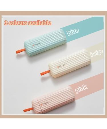 Travel Pill Organizer - Portable Pill Box with Hanging Rope Pull-Out Compartments for Vitamins Supplements & Medication (Pink - Buy Online on GoSupps.com