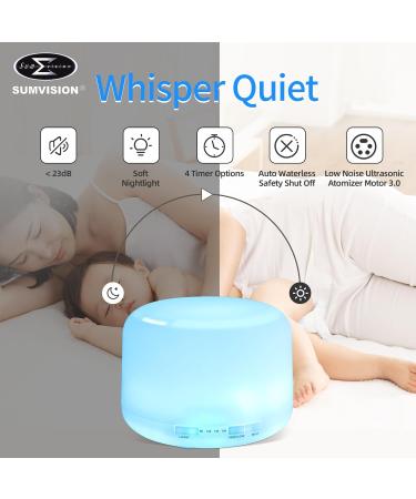 SUMVISION Diffuser Humidifier For Bedroom Electric Diffusers For Home Office 500ml Essential Oil LED Night Remote Control Leak Proof Auto Shutoff Aromatherapy BPA FREE (UK DESIGN FREE UK TECH SUPPORT) White - Buy Online on GoSupps.com