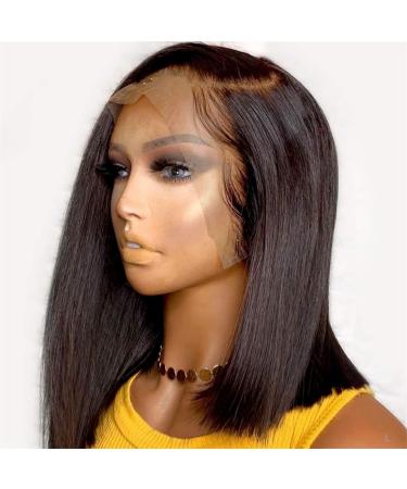 Lace Front Wigs for Black Women | 14-Inch Precut Synthetic & Real Hair Straight Bob - 150% Natural Hairline - Buy Online on GoSupps.com