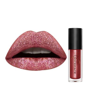 Allbesta Metallic Make-Up Lipgloss Lipstick Glitter Waterproof Shine Glitter Shimmer 0.11oz 18#