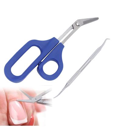 Long Handled Toenail Scissors and Clippers Nail Scissors with Ingrown Toenail File Toenail File Kit Ergonomic Cuticle Scissor Toenail File Stainless Steel Elderly Nail Clipper for Thick Nails