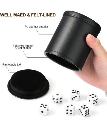 PU Leather Felt-Lined Dice Cup Set | Silent Shaker for Board Games | Set of 6 16mm Dice Included - Buy Online on GoSupps.com