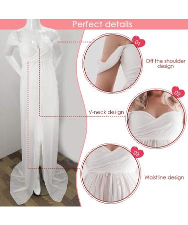 FEOYA Maxi Maternity Dress Chiffon Lace Strapless Gown - White XL - Buy Online on GoSupps.com