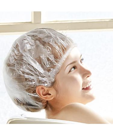 Yafeco 100 Pcs Disposable Shower Caps - Large Waterproof Clear Hair Treatment Caps for Women, Kids, Girls - Ideal for Travel, Spa, and Home Use - 18.1 Inch - Buy Online on GoSupps.com