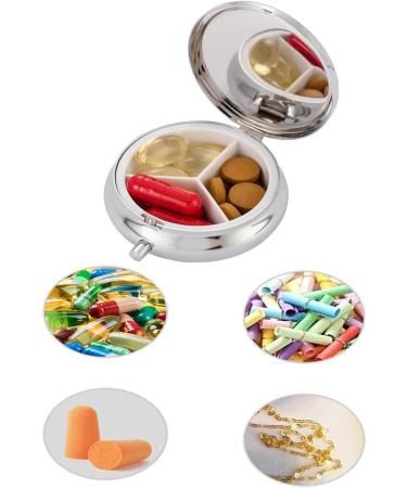 Bling Pill Box - 3 Compartment Medicine Organizer with Rhinestones | Waterproof Silver Pill Case for Vitamins & Supplements - Buy Online on GoSupps.com