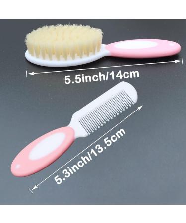 Soft Natural Bristle Baby Hair Brush and Comb Set in Pink - Buy Online on GoSupps.com