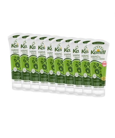 Kamill Classic Hand and Nail Cream Pack of 10 (10 x 100 ml) - Soothes and protects with organic chamomile from controlled organic farming with vegan ingredients and