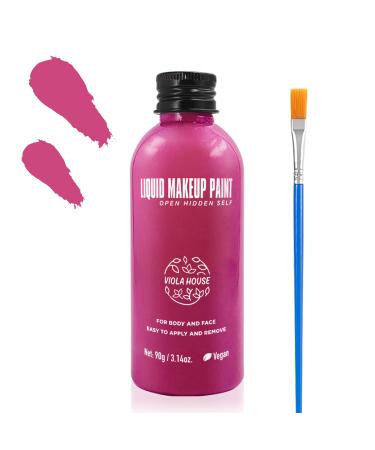 VIOLA HOUSE 6 Colors Face Painting Face Body Paint Liquid Body Painting for Adults Halloween Party Cosplay Makeup Set with 3 Blue Brushes (04 Red)