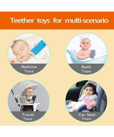 Whisary Keyboard Shape Teething Toys with Pacifier Clip - Silicone Baby Teether for Babies 0-36 Months (Gray/Black) - Buy Online on GoSupps.com