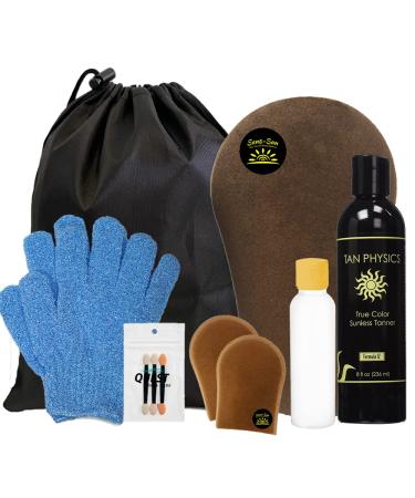 Tan Physics Self Tanner (11pc Deluxe Bundle) Tan Physics True Color Sunless Tanner - Travel Bag & Bottle  Gloves  Application Mitt & Detail Applicator Tanner + 10 Pc Bundle - Buy Online on GoSupps.com
