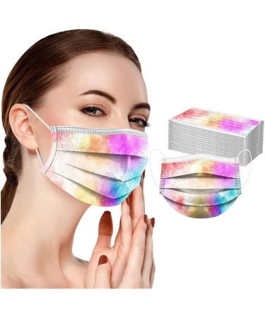 DeaamyGly 50 Pack Colorful 3-Layer Disposable Face Masks - Breathable Non-Woven Fabric Mouth-Nose Protection for Adults - Buy Online on GoSupps.com