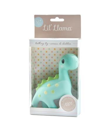 Lil' Llama Baby Teething Toys  Dinosaur Teether for Toddler & Baby Boys and Girls  100% Natural Rubber Squeaker  BPA-Free  Soothe Sore Itchy Gums & Teething Pain (Dinosaur)