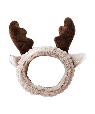 Wossei cuddly hairband women make-up - headband with ears antlers - hairband velvet headband for make-up
