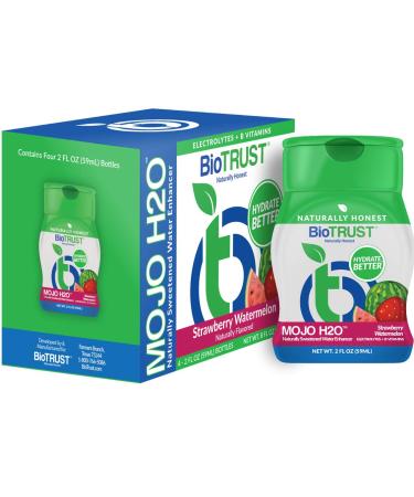 Mojo H2O Natural Water Enhancer Drops, with B Vitamins and Electrolytes, Energy Support, Sugar-Free, Zero Calories, No Artificial Sweeteners, Naturally Flavored and Sweetened (Strawberry Watermelon, 4 pk)