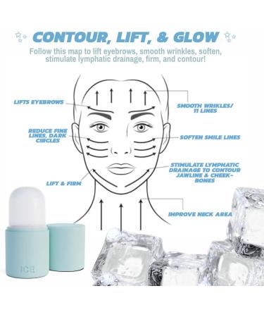 Ice Face Roller & Gua Sha Silicone Mold Set for Brightening, Tightening & Toning - Reduce Fine Lines, Shrink Pores, and Achieve Glowing Youthful Skin - Anti-Aging Cryotherapy Therapy - Blue Baby Blue - Buy Online on GoSupps.com