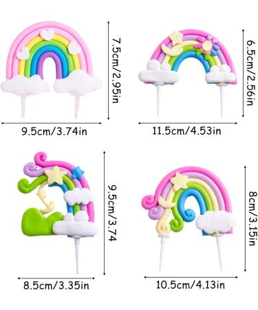 4 Pcs Cake Decorations Rainbow Cake Topper Theme Cake Decors Cloud Cake Supplies for Kids Boy Girl Birthday Party - Buy Online on GoSupps.com
