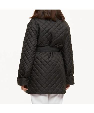 Women s Casual Diamond Quilted Jacket Coat Lightweight Lapel Belted Button Down Fall Winter Outerwear Pockets Black#7 Small - Buy Online on GoSupps.com