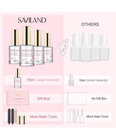 Saviland Dip Powder Liquid Set 10pcs with Foundation Gel, Top Coat, Activator & Nail Tools - French Nails Kit for Long Lasting Results - No Nail Lamp Needed - Buy Online on GoSupps.com
