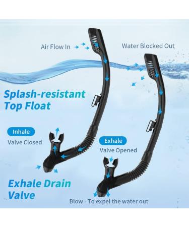 Findway Dry Snorkel Set for Adults - Anti-Fog Scuba Diving Mask with Wide View - Professional Snorkeling Gear in Black - Buy Online on GoSupps.com