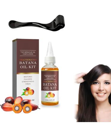 Batana Oil for Hair Growth Derma Roller and Hair Growth Serum Kit 100% Natural Batana Oil for Hair Care Enhances Hair & Skin Radiance Hair Growth Oil for Stronger Thicker