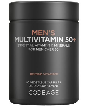 Codeage Men's Multivitamin 50+ Supplement - Essential Vitamins for Men Over 50 Years Old Minerals CoQ10 Turmeric Saw Palmetto Maca Panax Ginseng Probiotics & Botanicals - Non-GMO - 90 Capsules