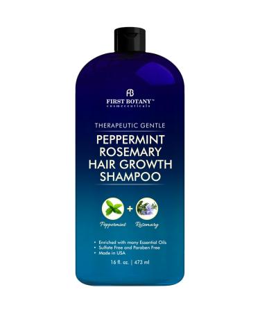 Peppermint Rosemary Hair Regrowth Shampoo - Anti Hair Loss product Daily Hydrating Detoxifying Volumizing Shampoo and Fights Dandruff For Men and Women 16 fl oz