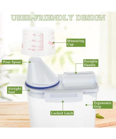 AKOLAFE 4 Pack Flour Container 5LB Pantry Food Storage Containers with Lids Airtight & Measuring Cup Small Air Tight Rice Holder Bin Plastic Cereal Grain Dispenser Kitchen for Sugar Dry Goods Pet Food - Buy Online on GoSupps.com