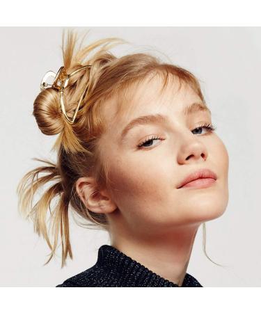 Gold Geometric Hair Claw Clips - 2 PCS | Non-Slip Medium Hair Accessories for Women and Girls - Buy Online on GoSupps.com