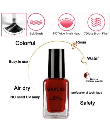 MAXCICI 12 Colors Nail Art Stamping Polish Set - 8ML Air Dry Nail Color for Nail Printing Plates - Buy Online on GoSupps.com