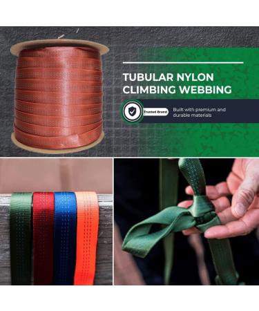 BlueWater 1 Tubular Climbing Webbing - Orange Nylon - Heavy Duty Strap for Climbing Gear - 1 x 5 Yards - Buy Online on GoSupps.com