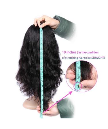 WIGNEE 100% Virgin Human Hair Natural Wave Wig with Bangs - 16 Inch Brazilian Hair Natural Black Color - Buy Online on GoSupps.com