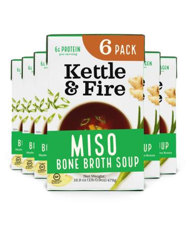 Kettle and Fire Miso Bone Broth Soup, Paleo Diet, Gluten Free, High in Protein and Collagen, 6 Pack 1.05 Pound (Pack of 6)