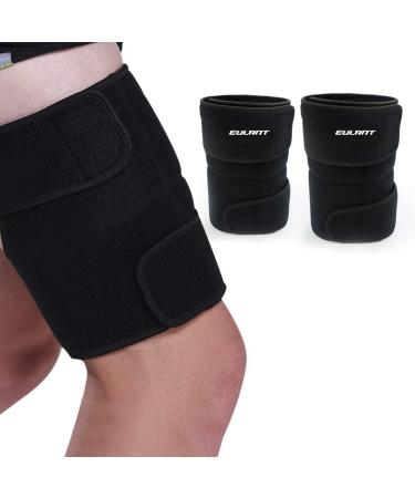 Ontyzz thigh bandage men women adjustable neoprene thighs bandage for right and left leg thigh strap black/1 pair