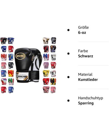 Farabi Sports 6 oz Boxing Gloves for Kids - Black MMA Muay Thai & Kickboxing Sparring Gear - Buy Online on GoSupps.com