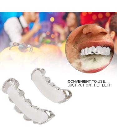 Shiny Silver Grillz for Halloween | Unique Teeth Decoration Jewelry Party Gift - Buy Online on GoSupps.com